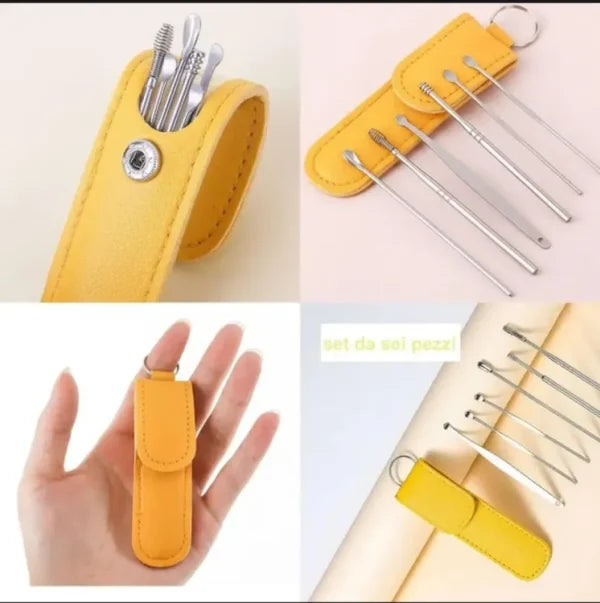 6 in 1 Stainless Steel Ear Cleaning Kit with Travel Case