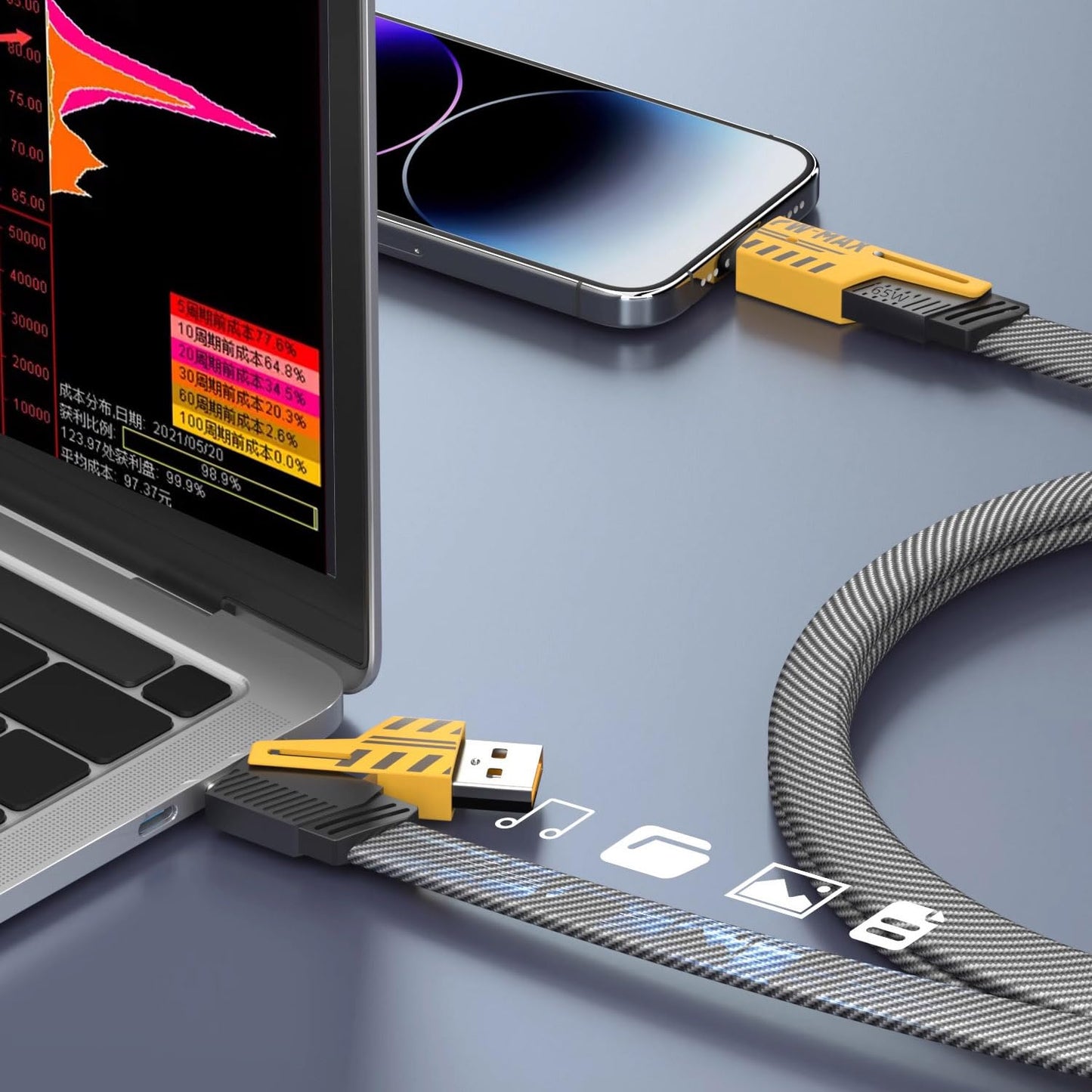 TurboCharge Pro 65W Fast Charging Cable | Gold-Plated | LED Indicator
