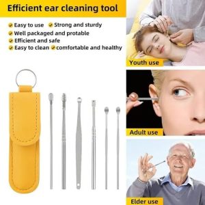 6 in 1 Stainless Steel Ear Cleaning Kit with Travel Case