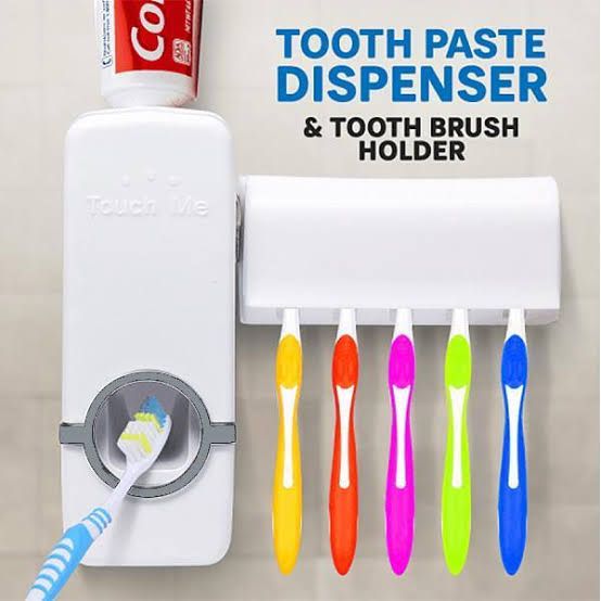 Toothpaste Dispenser with Wall-Mounted Toothbrush Holder
